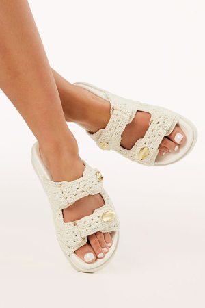 Billini Aricella Sandal ~ Ivory Crochet
