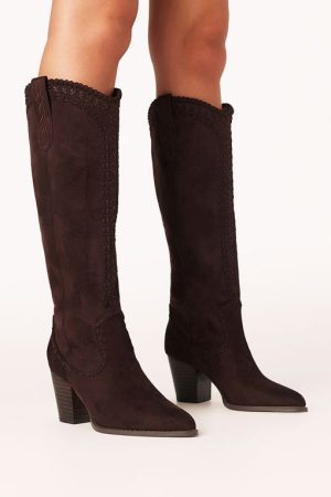 Billini Finley Cowboy Boot ~ Chocolate Suede